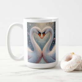 White Swans Valentine Romantic Love Birds Kaffemugg