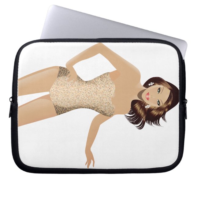 White Swimdress Girl Fodral, bärbar dator Laptop Sleeve (Framsidan)