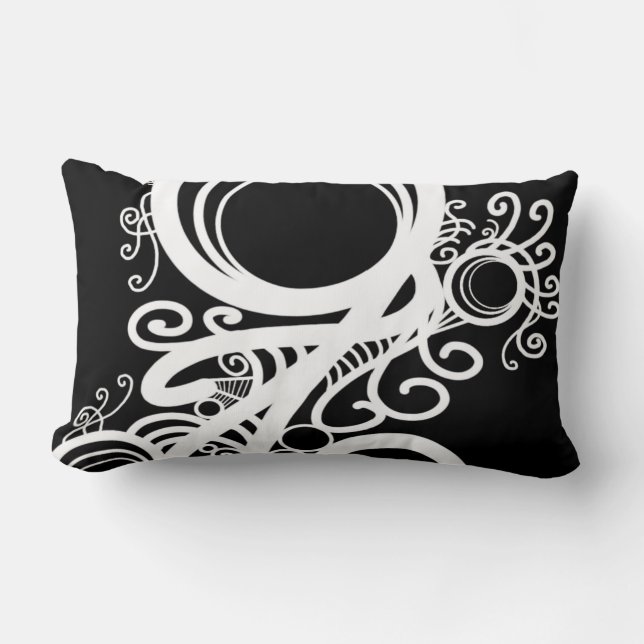 White Swirls Art nouveau Lumbarkudde (Framsida)