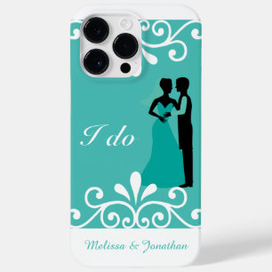 White Swirls Bride Groom Teal Elegant bröllop I gö