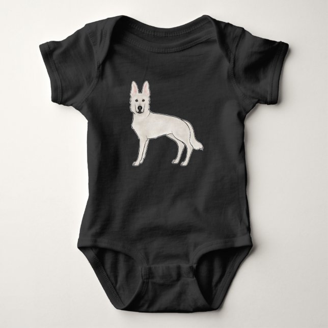 White Swiss Shepherd German Shepherd Alsatian Hund T Shirt (Framsida)