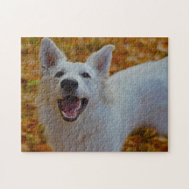 White Swiss Shepherd Hund Jigsaws. Pussel (Horisontell)