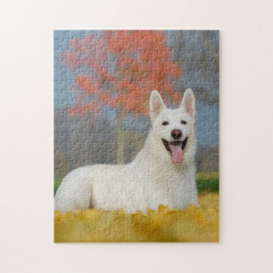White Swiss Shepherd Hund Photo - Cute Hårig Frien Pussel