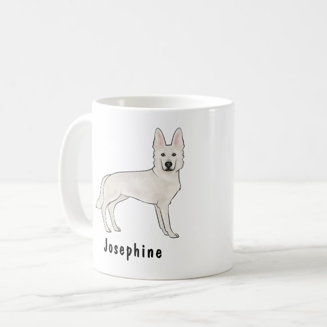 White Swiss Shepherd White GSD Cute Hund with Namn Kaffemugg (Framsida vänster)