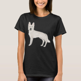 White Swiss Shepherd White GSD Cute Tecknad hund T Shirt