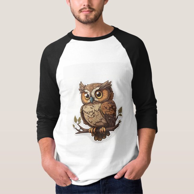 White t shirt with beautiful owl (Framsida)