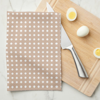White & Tan Polkadot Mönster Kökshandduk