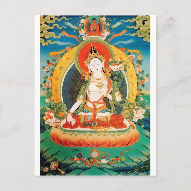 WHITE TARA BUDDHIST GUDOM VYKORT (Framsida)