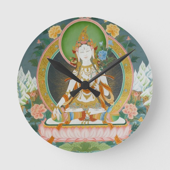White Tara Clock Rund Klocka (Framsida)