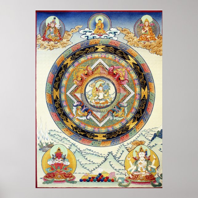 White Tara Mandala Poster (Framsidan)