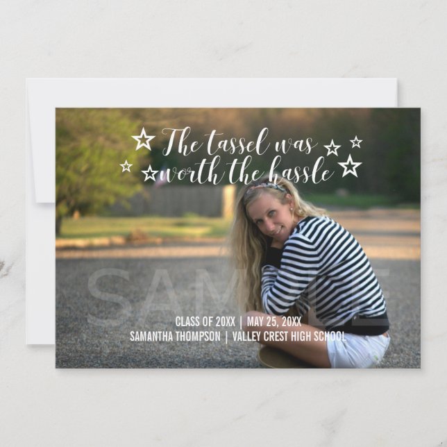 White Tassel Worth Hassle Photo Studenten Meddelande (Framsida)