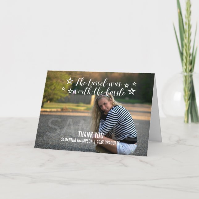 White Tassel Worth Hassle Studenten Tack (Framsida)