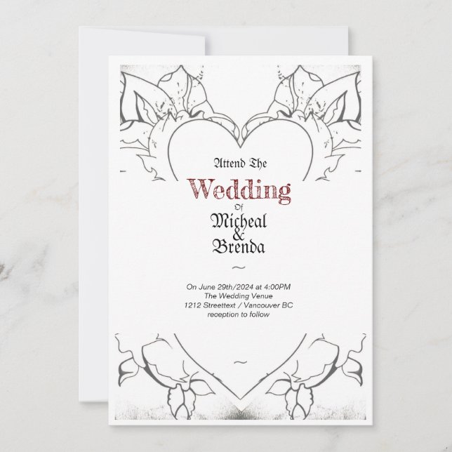 White Tatoo Art Stil Inbjudningar (Framsida)