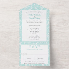 White Teal Filigree Paisley Henna Bröllop OSA All