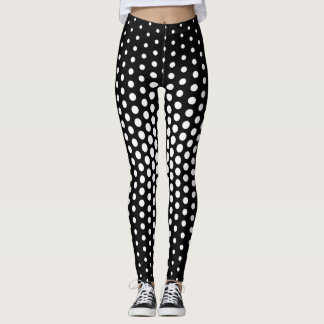 White Techno Dot Mönster Leggings