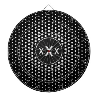 White Techno Dots Modern Monogram Darttavla