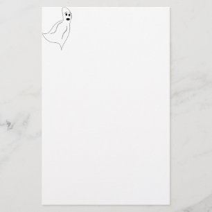 White Tecknad Ghost Brevpapper