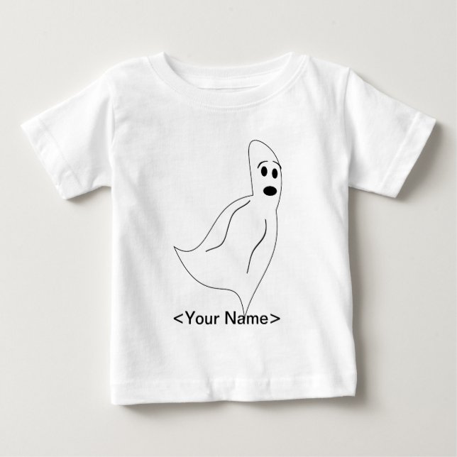 White Tecknad Ghost Tee (Framsida)