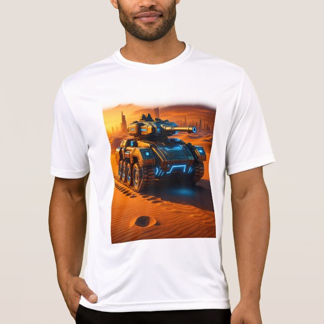 White Tee – Sci-Fi Öken Tank Glow Edition (Framsida)