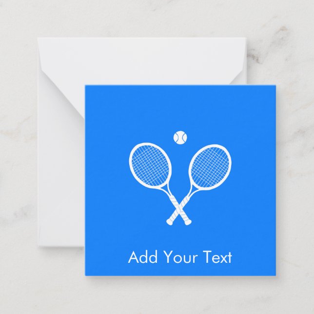White Tennis Rackets & Boll Blue Personlig Anteckningskort (Framsida)