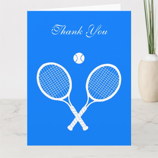 White Tennis Rackets och Boll Blue Tack Kort (Framsida)