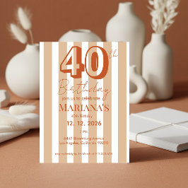 White & Terracotta Stripes Modern Scripted Inbjudningar