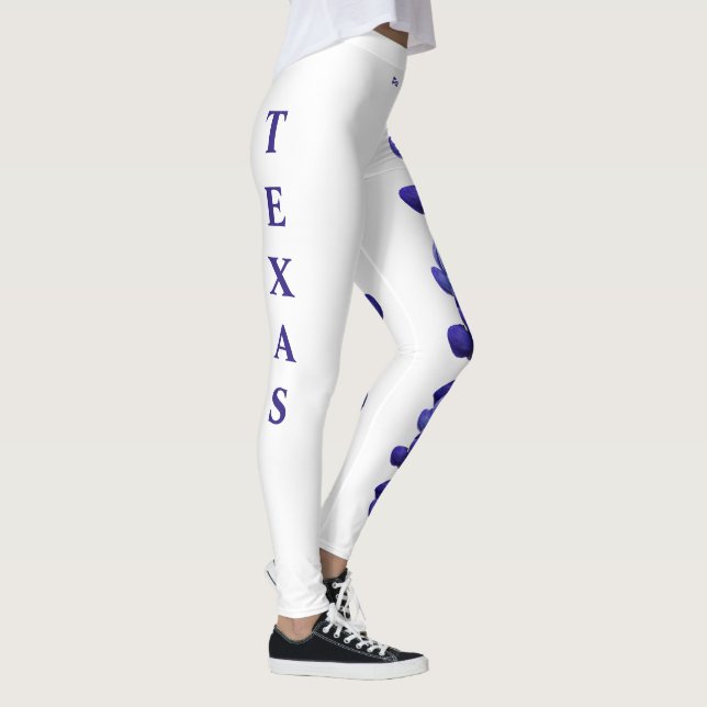 White Texas State Flower Blue Bonnet Leggings (Höger)
