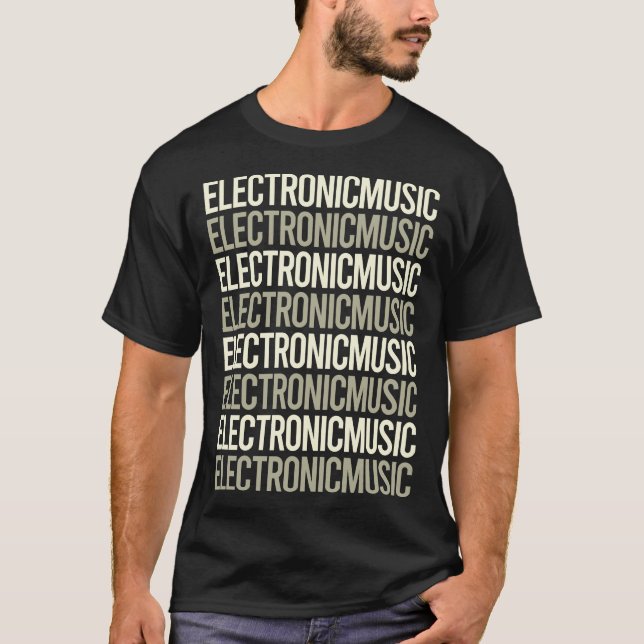 White Text Electronic Music T Shirt (Framsida)