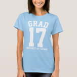 White Text Grad 2017 School Namn Tee<br><div class="desc">Vittextdesign för coola-studenten 2017 och anpassade-namn. Endast för mörk kläder.</div>