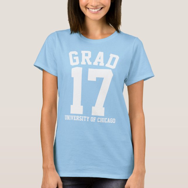 White Text Grad 2017 School Namn Tee (Framsida)