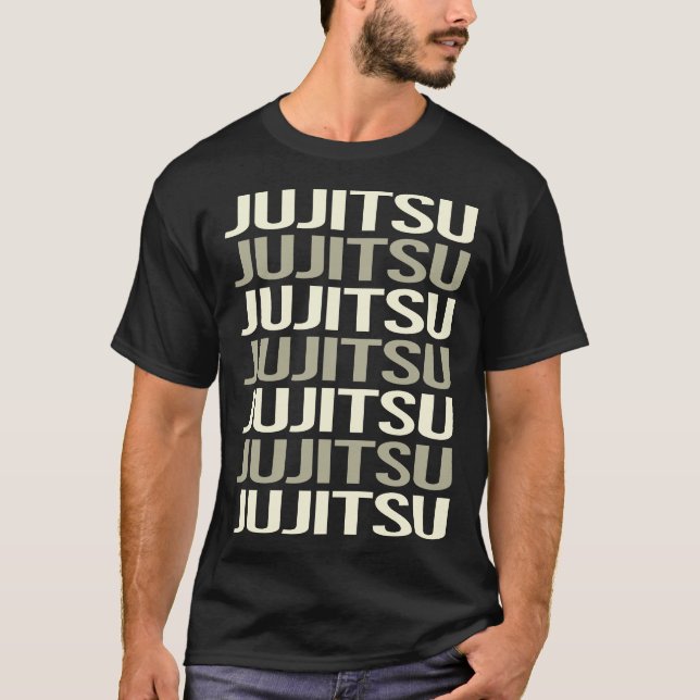 White Text Jujitsu Ju Jitsu Jiujitsu Jiu Jitsu T Shirt (Framsida)