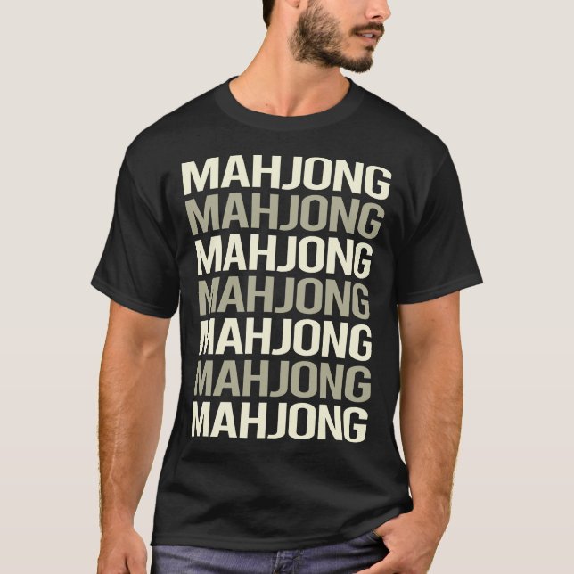 White Text Mahjong Majong Mah Jong Mah Jongg T Shirt (Framsida)