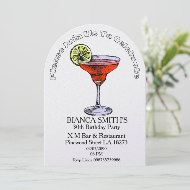 White Theme Adult Birthday   Inbjudningar (Stående Fram)