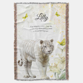 White Tiger and Lilies Throw Blanket Filt