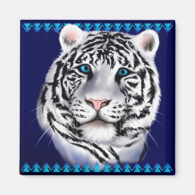 White Tiger Ansikte Magnet (Framsidan)