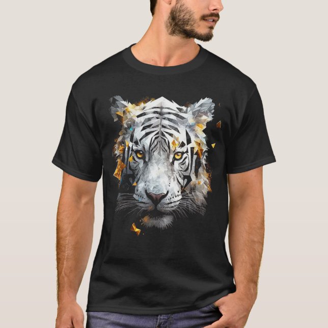 White Tiger - Art Animal Motif Tiger T Shirt (Framsida)