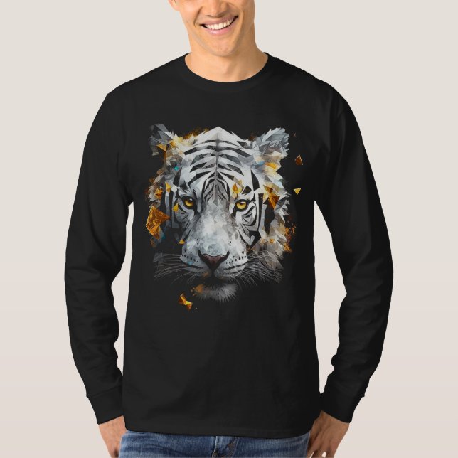 White Tiger - Art Animal Motif Tiger T Shirt (Framsida)
