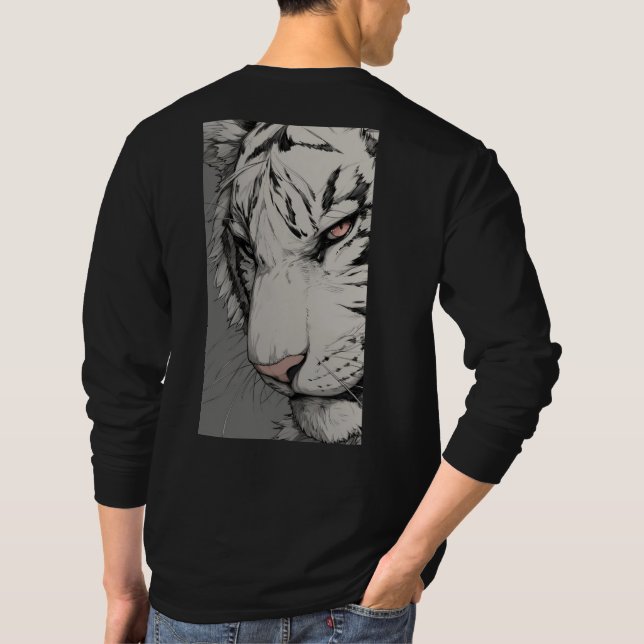White Tiger Back Print Sweatshirt – Bold Wild Anim T Shirt (Baksida)