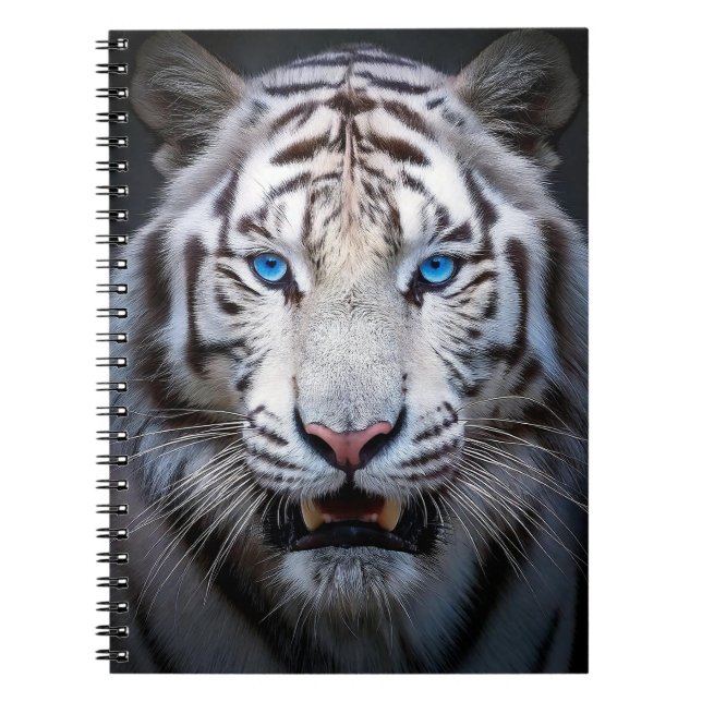 White Tiger Blue Öga Anteckningsbok (Framsidan)