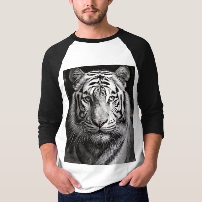 White Tiger Charcol T Shirt (Framsida)