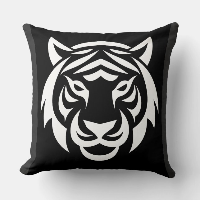 White Tiger Face Pillow Kudde (Framsida)