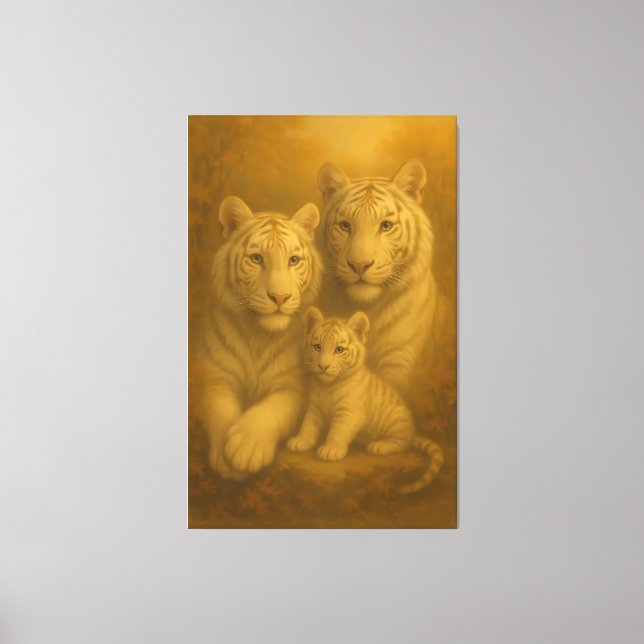 White Tiger Family – Fine Art Premium Canvas (Framsida)
