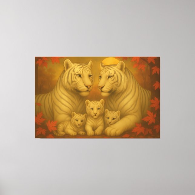 White Tiger Family – Ultra Premium Fine Art Canvas (Framsida)