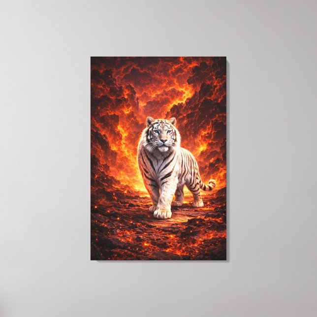 White Tiger Fantasy Art | Man Jiang Hong Art Serie Canvastryck (Framsida)