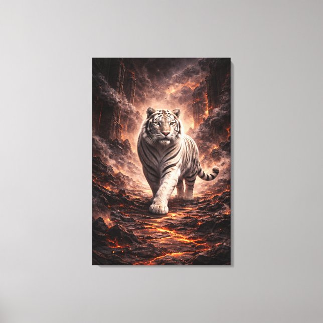 White Tiger Fantasy Art | Man Jiang Hong Art Serie Canvastryck (Framsida)
