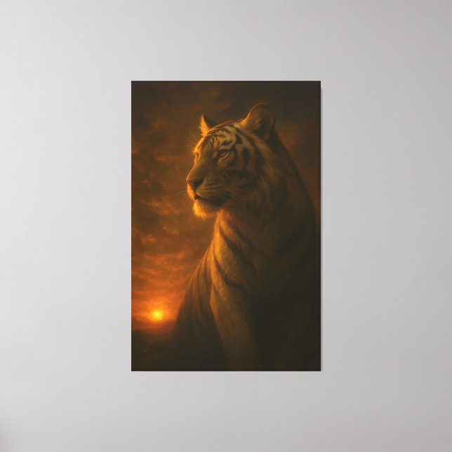 White Tiger Fantasy Art – Mystic Jungle Light Canvastryck (Framsida)