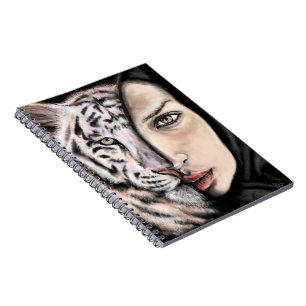 White Tiger Girl - Emotion Notebook - Målning Anteckningsbok