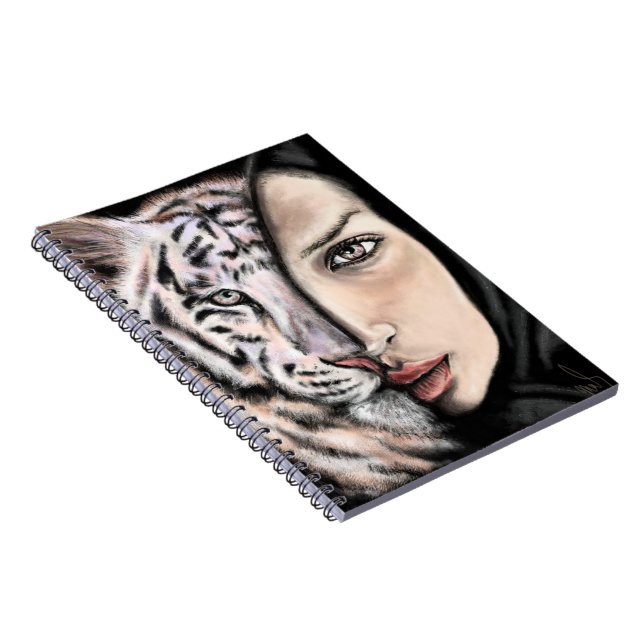 White Tiger Girl - Emotion Notebook - Målning Anteckningsbok (Högra Sidan)