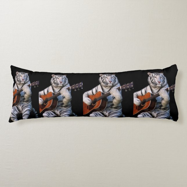 White Tiger Guitar Nocturne – Minimal Body Pillow Kroppskudde (Framsidan)