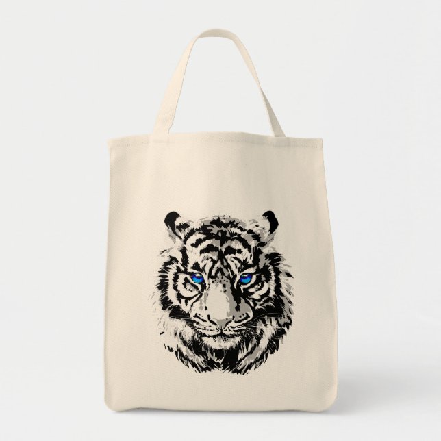 White Tiger Head - Tiger Tote Bag Tygkasse (Framsidan)